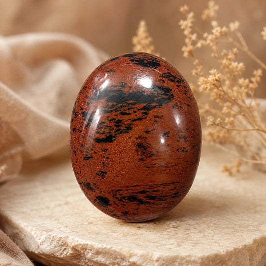 Mahogany Obsidian Polished Palm Stone – Grounding & Protection