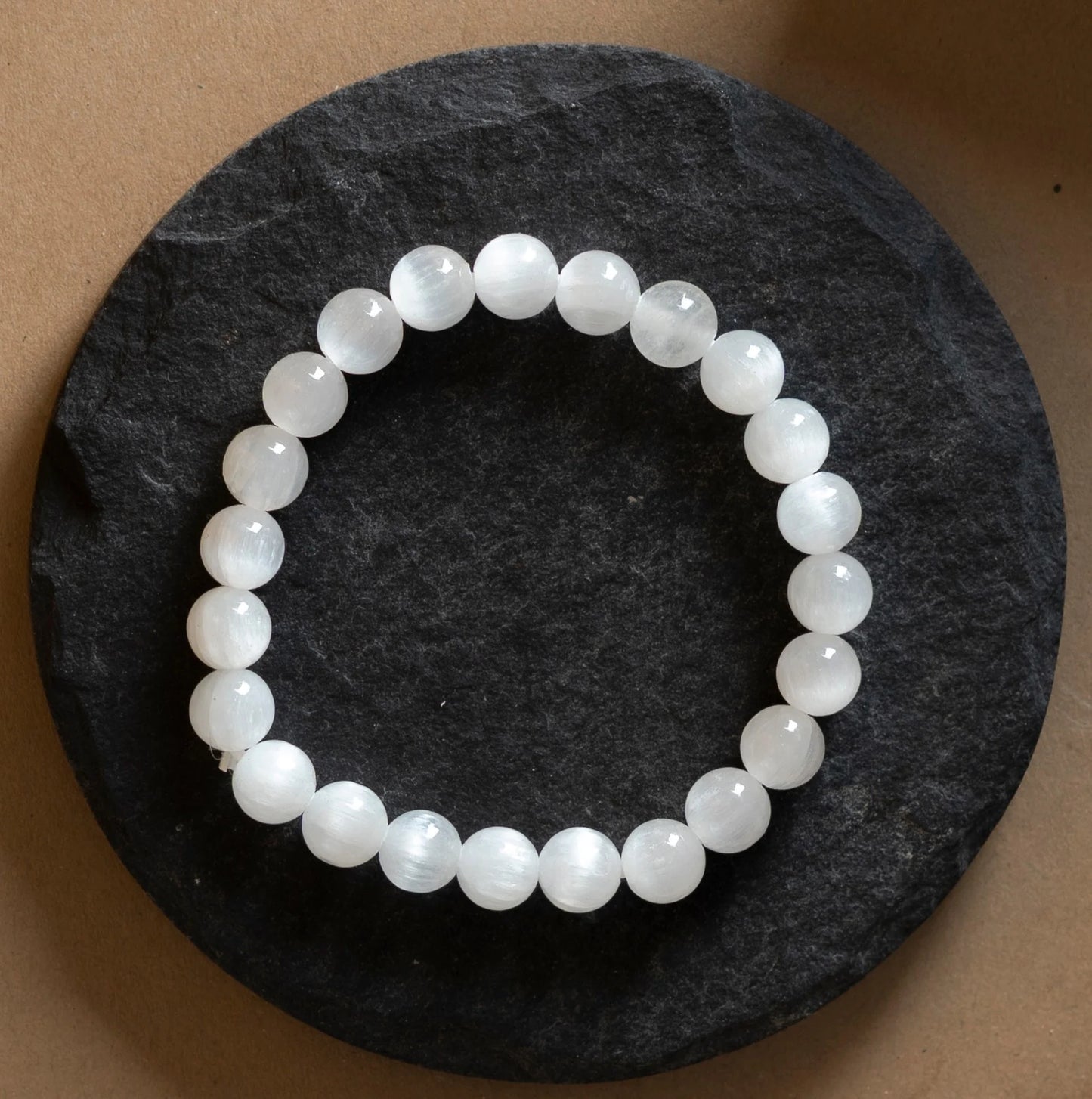 Natural Selenite Bracelet 8mm With Certificate