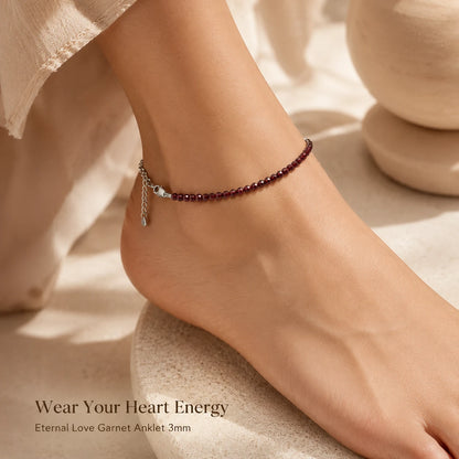 Eternal Love Garnet Anklet 3mm – For devotion, compassion & heart healing