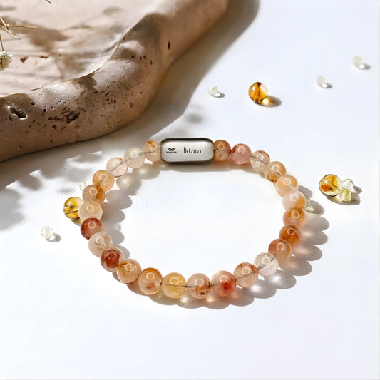 Citrine Round 8MM Bead Bracelet - Success & Abundance with Maglink