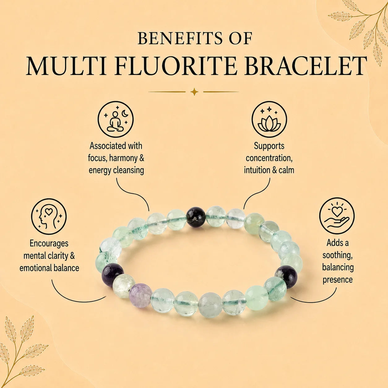 Natural Multi Fluorite Bracelet 8mm With Certificate