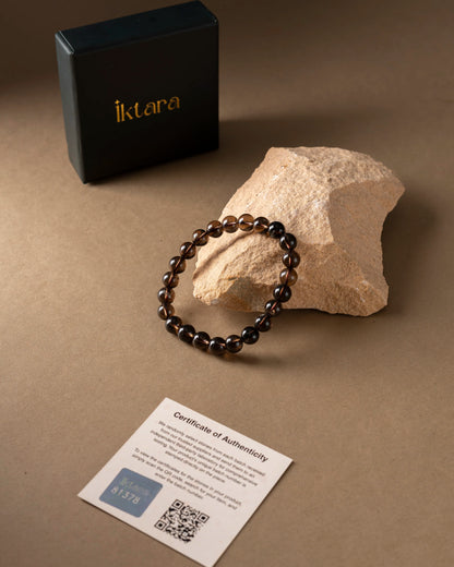 Smoky Quartz Round 8MM Bead Bracelet (Grounding)