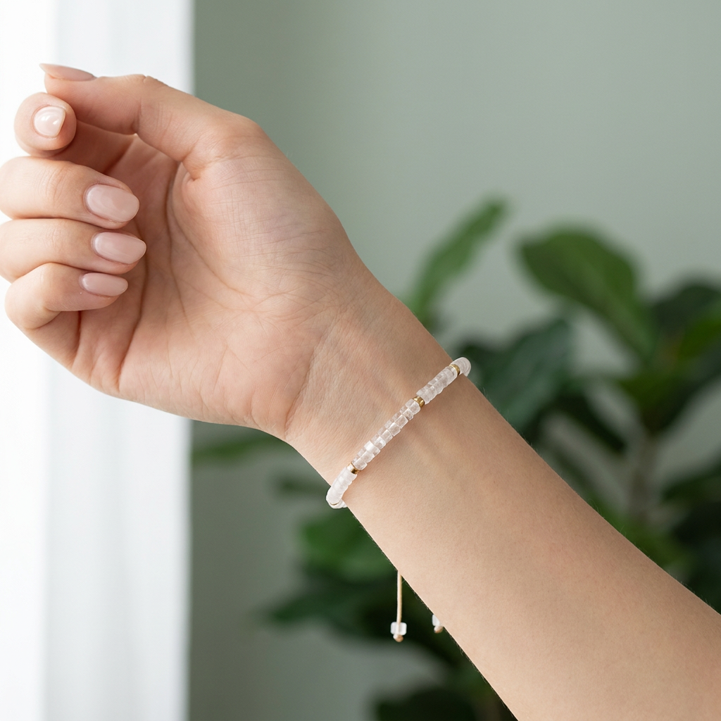 Clear Quartz Braided Bracelet for Empathy - Lifestyle F