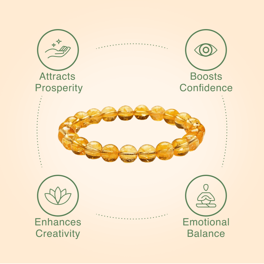 Citrine Round 8 mm Bead Bracelet - Success & Abundance