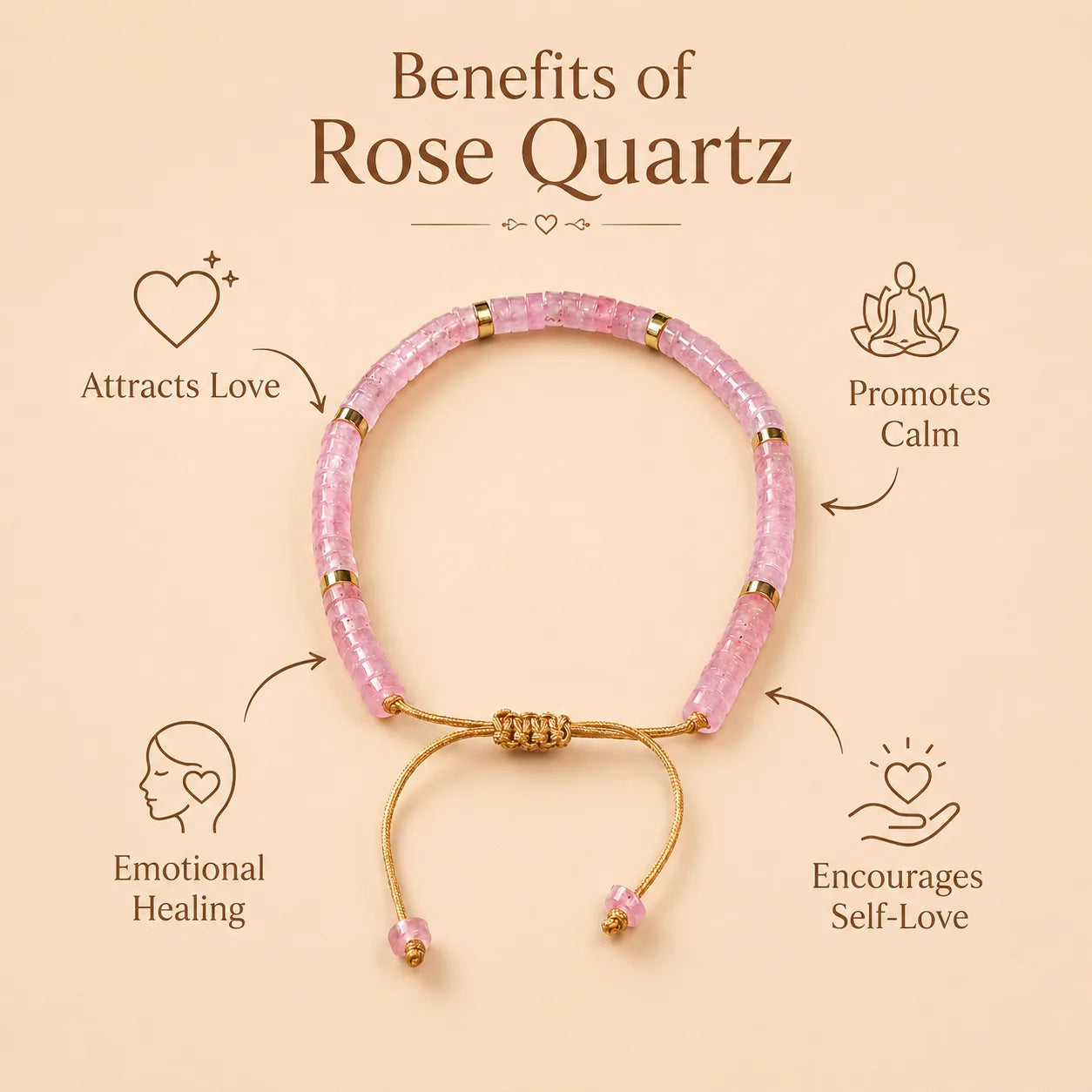 Rose Quartz Braided Bracelet (Heals Heart & Attracts Love)