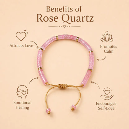 Rose Quartz Braided Bracelet (Heals Heart & Attracts Love)