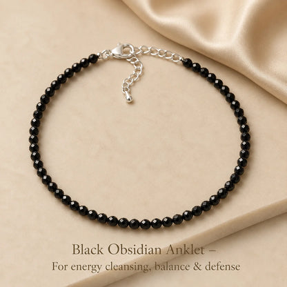 Black Obsidian Anklet – For energy cleansing, balance & defense