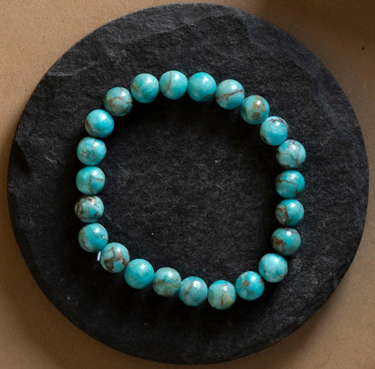 Natural African Turquoise Bracelet 8mm With Certificate