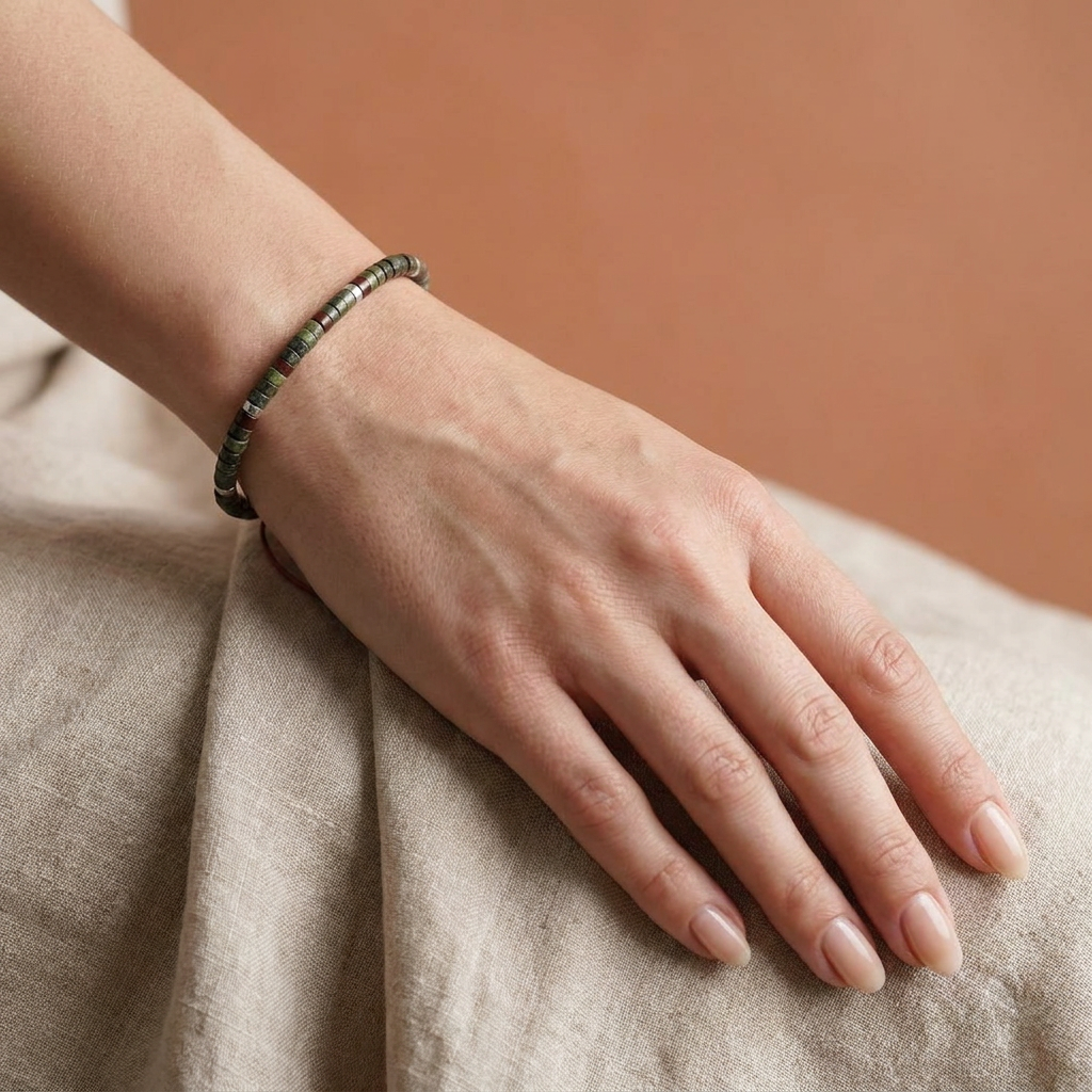 Dragon Blood Stone Braided Bracelet for Courage & Power - Lifestyle F