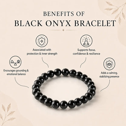 Natural Black Onyx Bracelet 8mm With Certificate