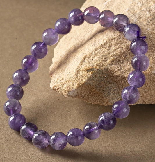 Amethyst Round 8MM Bead Bracelet – Boosts intuition & focus