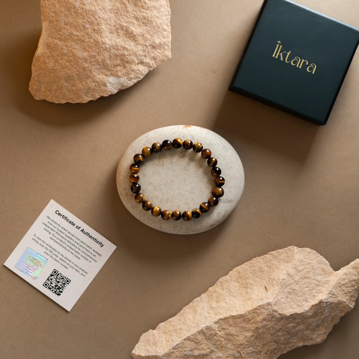 Tiger Eye 8MM rounded beads bracelet - Stone of Confidence, Courage & Focus