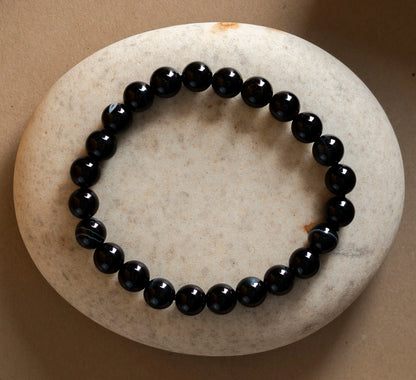 Natural Black Obsidian Bracelet 8mm With Certificate