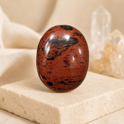 Mahogany Obsidian Polished Palm Stone – Grounding & Protection