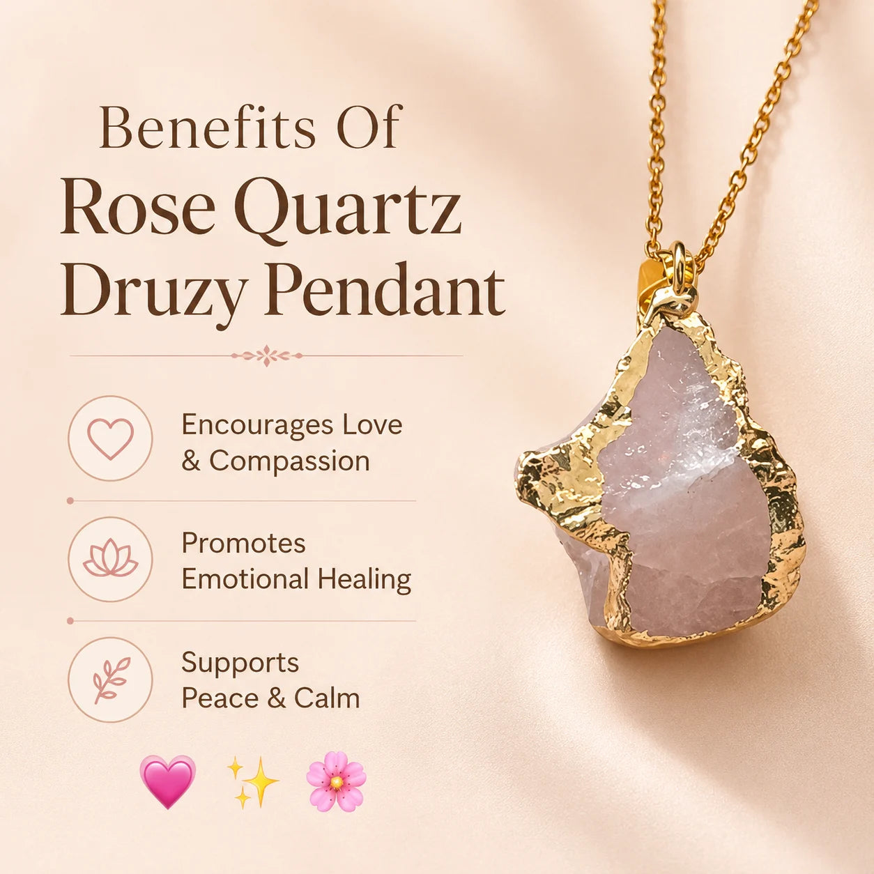 Rose Quartz Druzy pendant