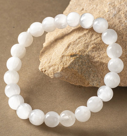 Natural Selenite Bracelet 8mm With Certificate
