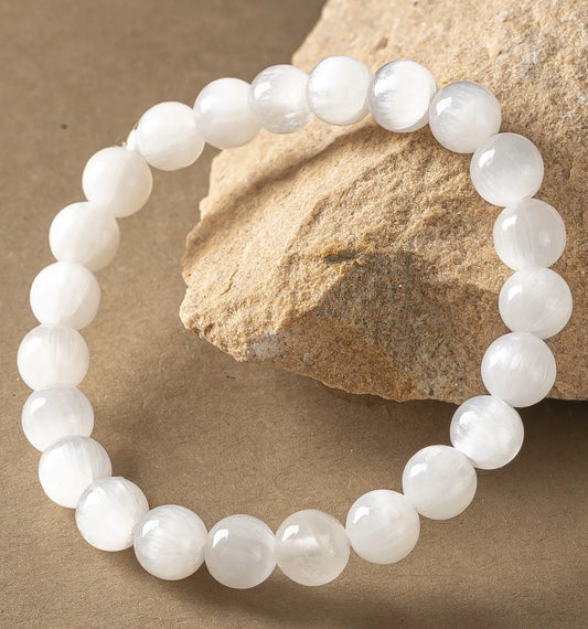 Natural Selenite Bracelet 8mm With Certificate