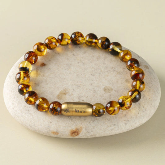 Natural Amber AAA Bracelet 8MM With Maglink