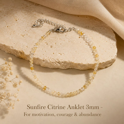 Sunfire Citrine Anklet 3mm – For motivation, courage & abundance