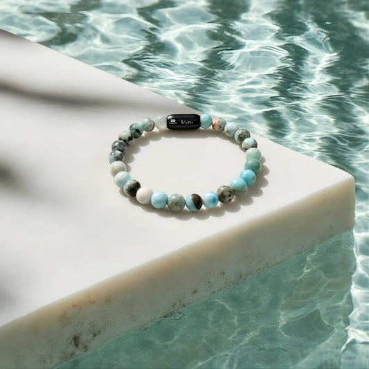 Natural Larimar AAA Bracelet 8MM With Maglink