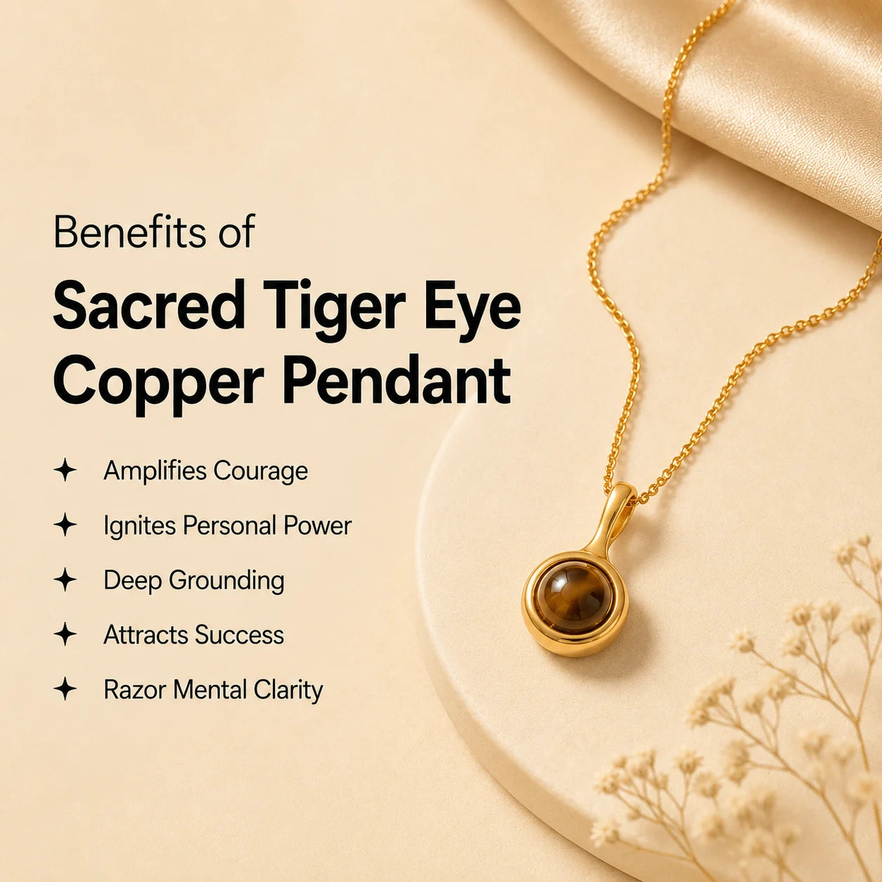 Sacred Tiger Eye Copper Pendant