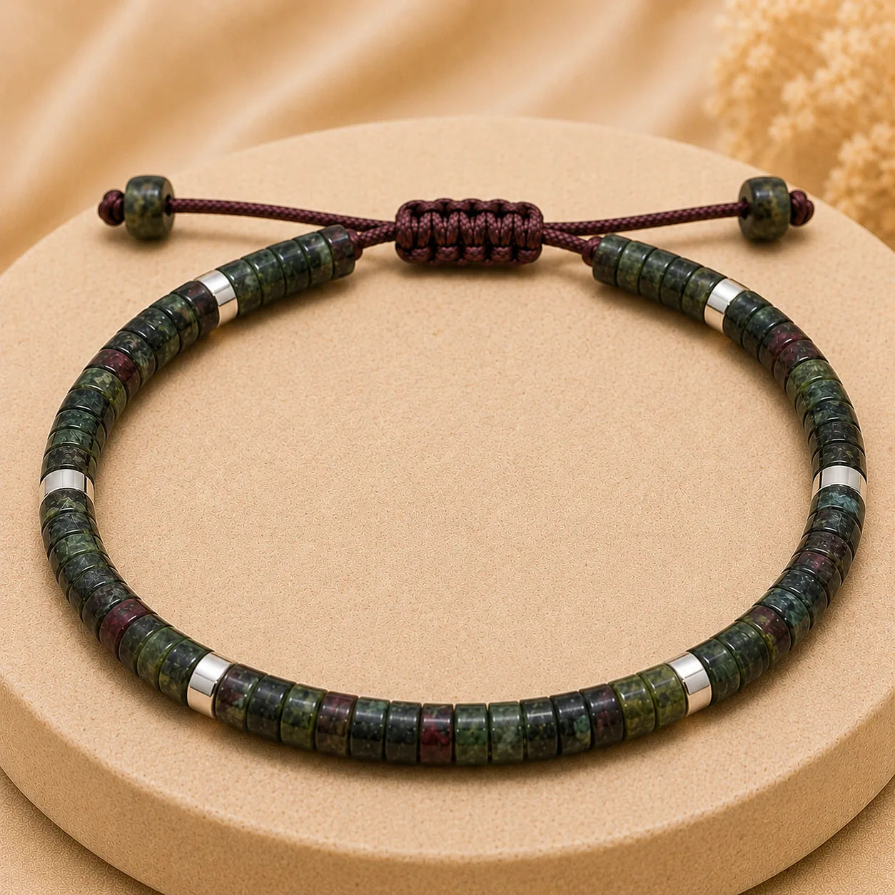 Dragon Blood Stone Braided Bracelet for Courage & Power