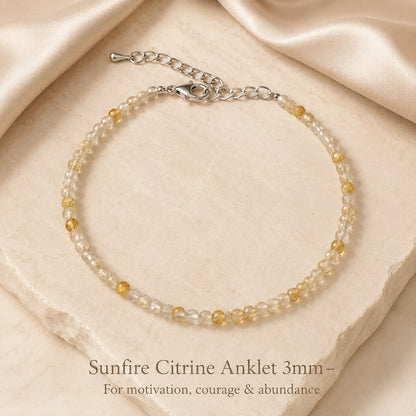 Sunfire Citrine Anklet 3mm – For motivation, courage & abundance