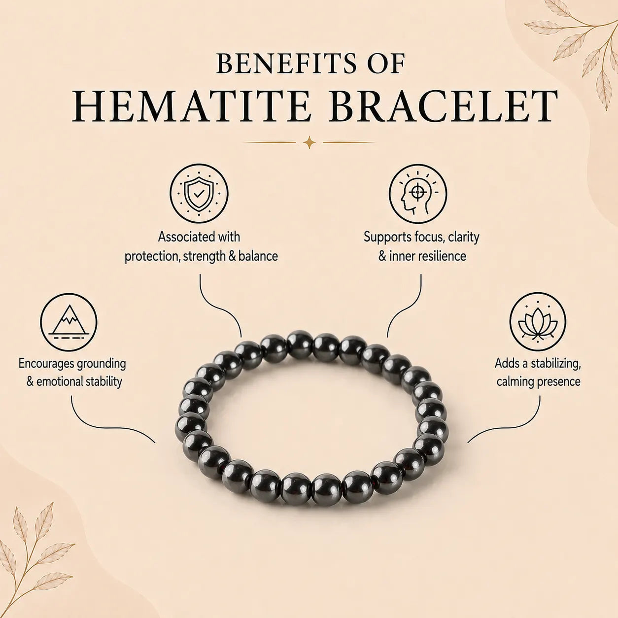 Natural Hematite Bracelet 8mm With Certificate