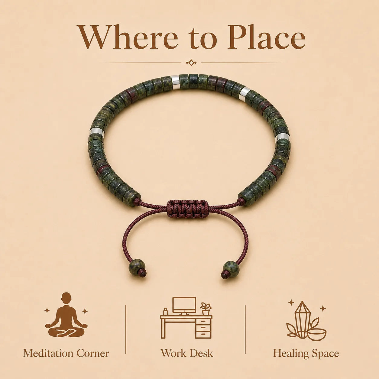 Dragon Blood Stone Braided Bracelet for Courage & Power