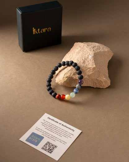 Natural Lava 7 Chakra AAA Bracelet 8MM With Certificate