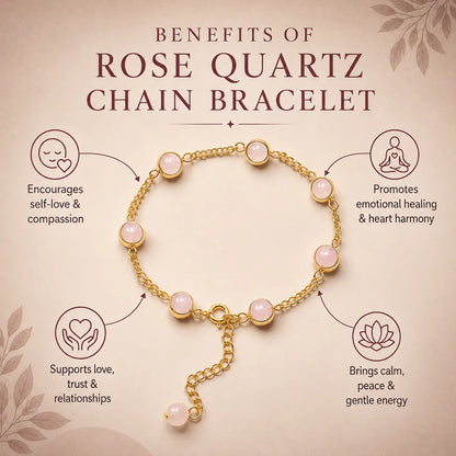 Rose Quartz Love & Heart Chakra Chain Bracelet
