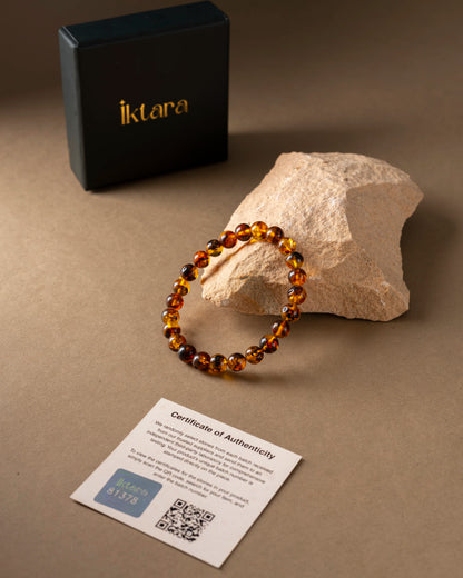 Natural Amber AAA Bracelet 8MM With Certificate