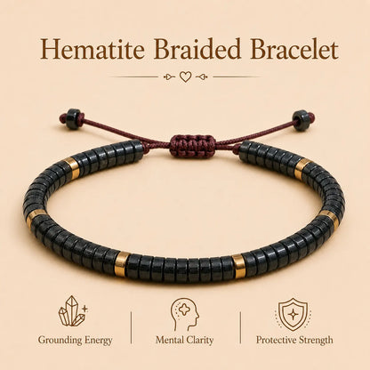 Hematite Braided Bracelet (For Strength, Stability, & Energetic)