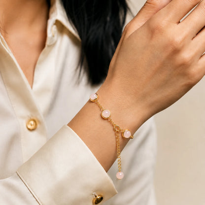 Rose Quartz Love & Heart Chakra Chain Bracelet