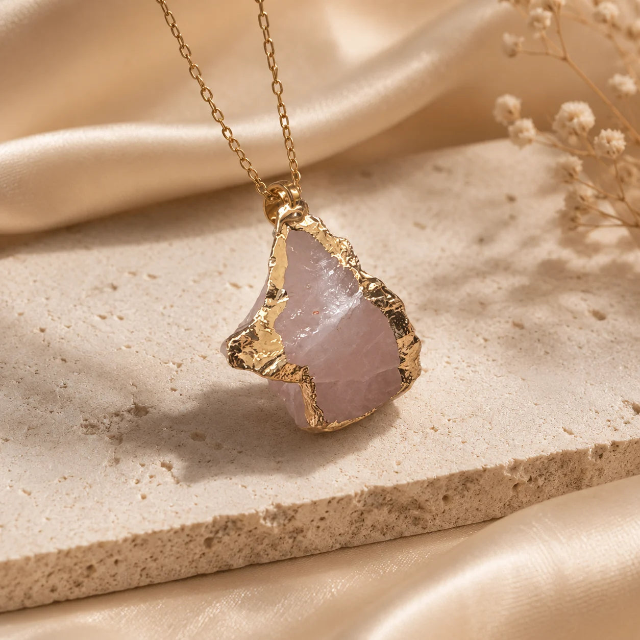 Rose Quartz Druzy pendant