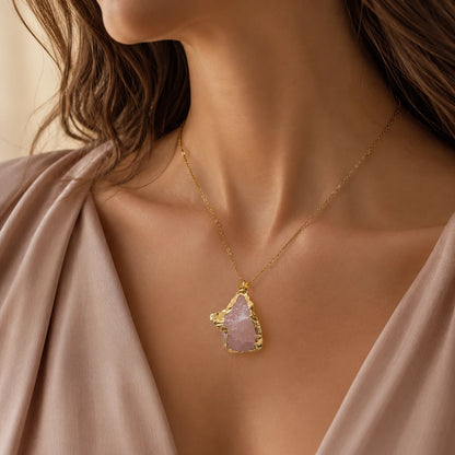 Rose Quartz Druzy pendant