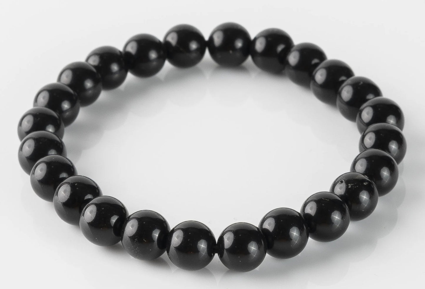Black Tourmaline 8MM rounded beads bracelet - Stone of Protection, Grounding & Strength