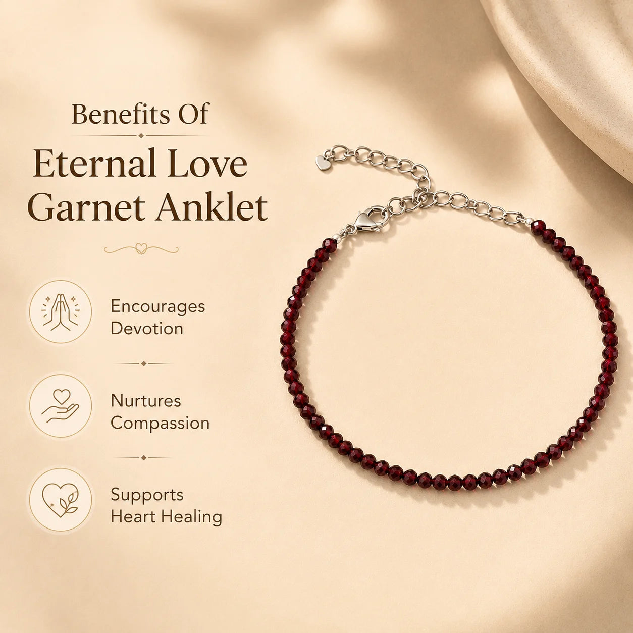 Eternal Love Garnet Anklet 3mm – For devotion, compassion & heart healing