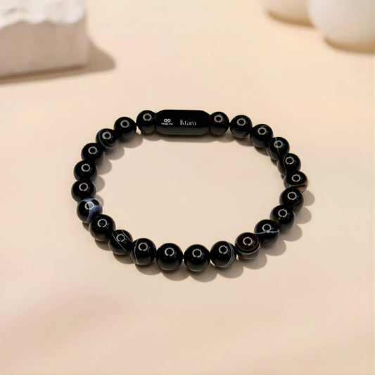 Sulemani Hakik Round 8MM Bead Bracelet (Protection from Evil Eye) with Maglink