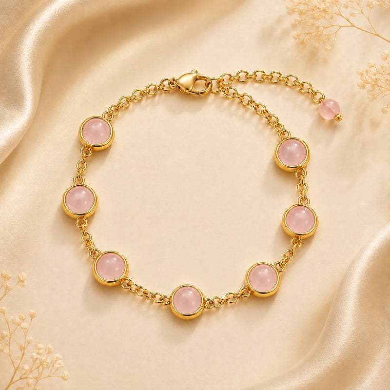 Rose Quartz Love & Heart Chakra Chain Bracelet