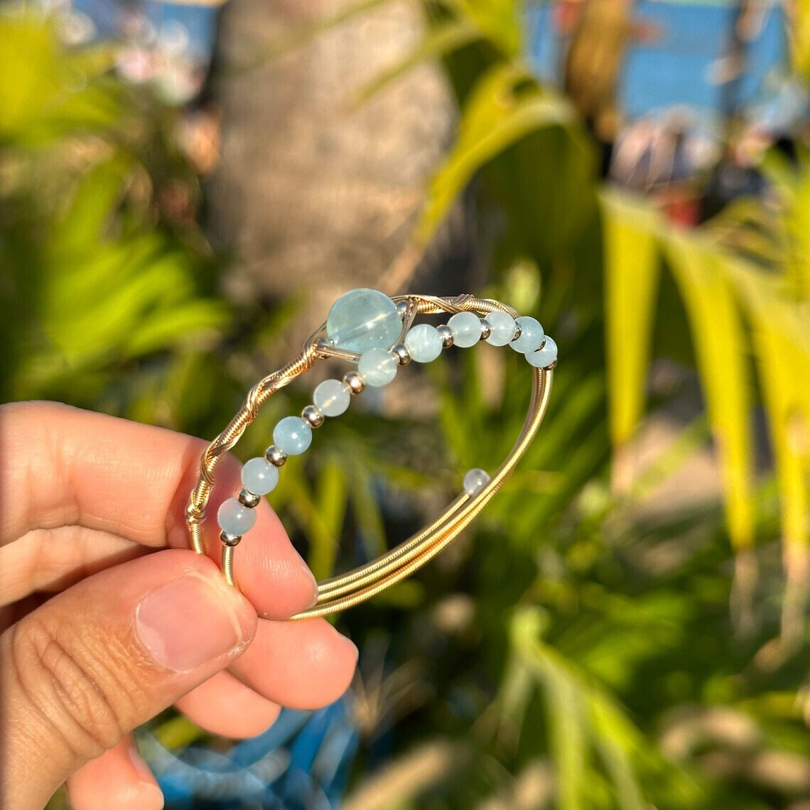Aquamarine bangle for Courage