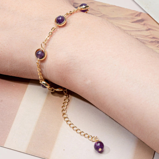 Crown Radiance Amethyst Chain Bracelet
