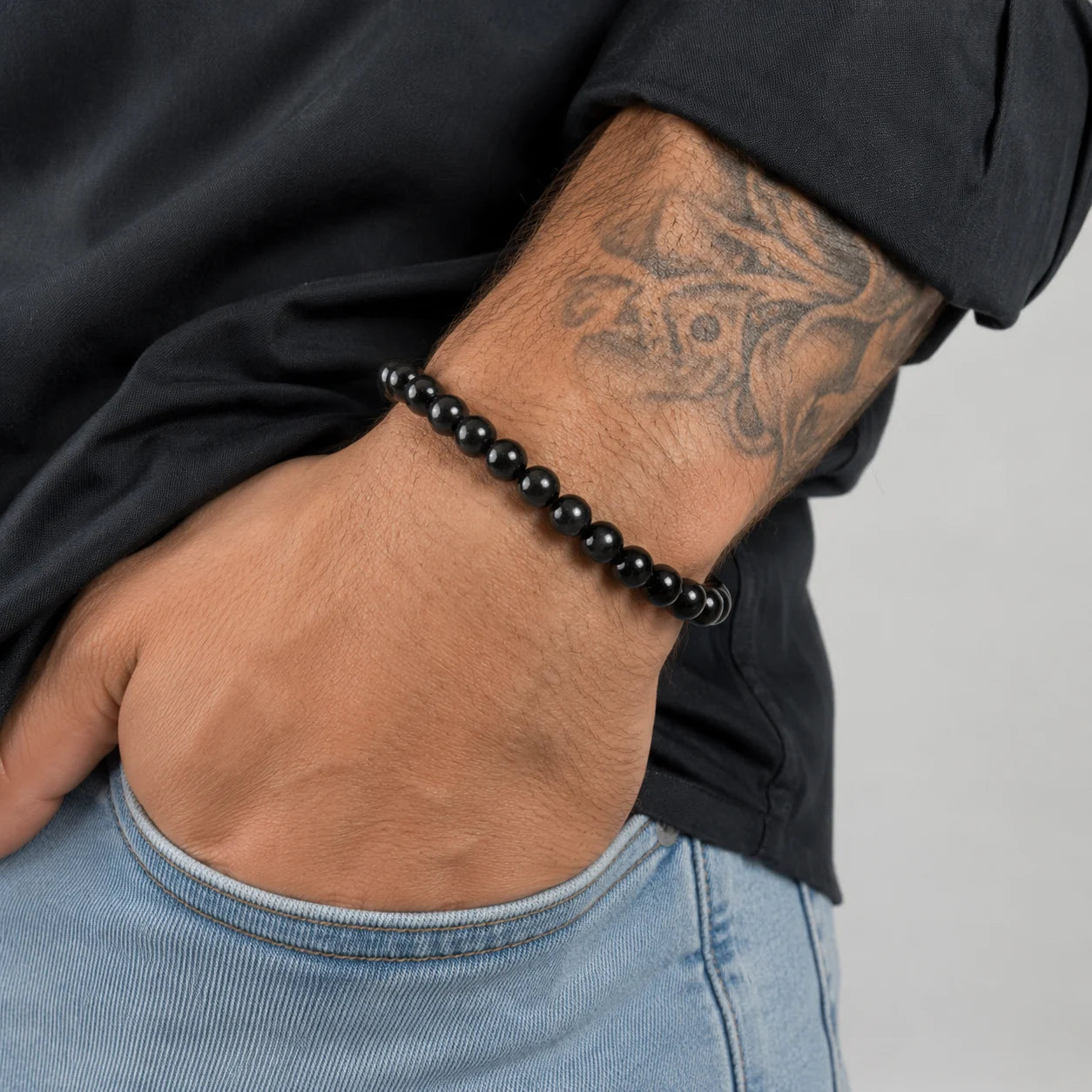Natural Black Onyx Bracelet 8mm With Certificate