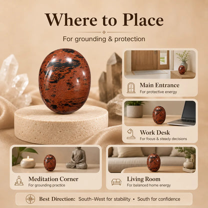 Mahogany Obsidian Polished Palm Stone – Grounding & Protection