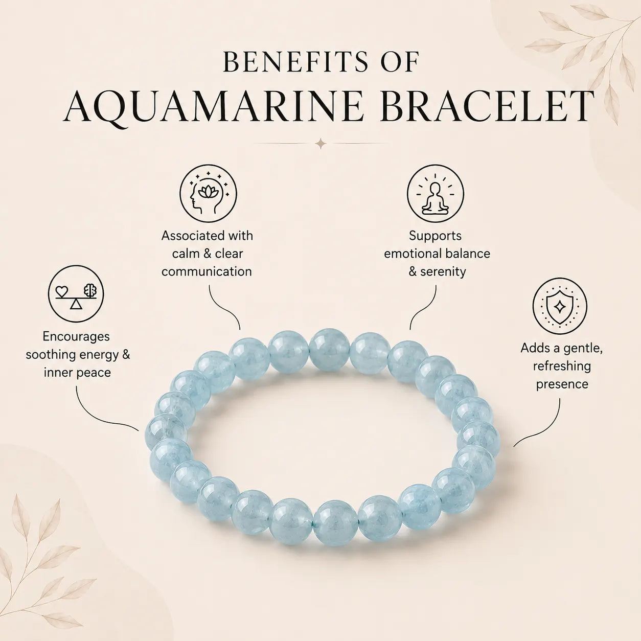 Natural Aquamarine AAA Bracelet 8MM With Certificate
