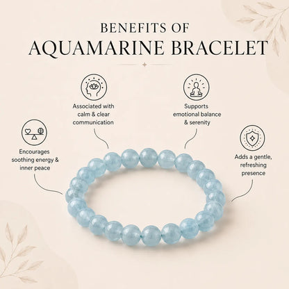 Natural Aquamarine AAA Bracelet 8MM With Certificate