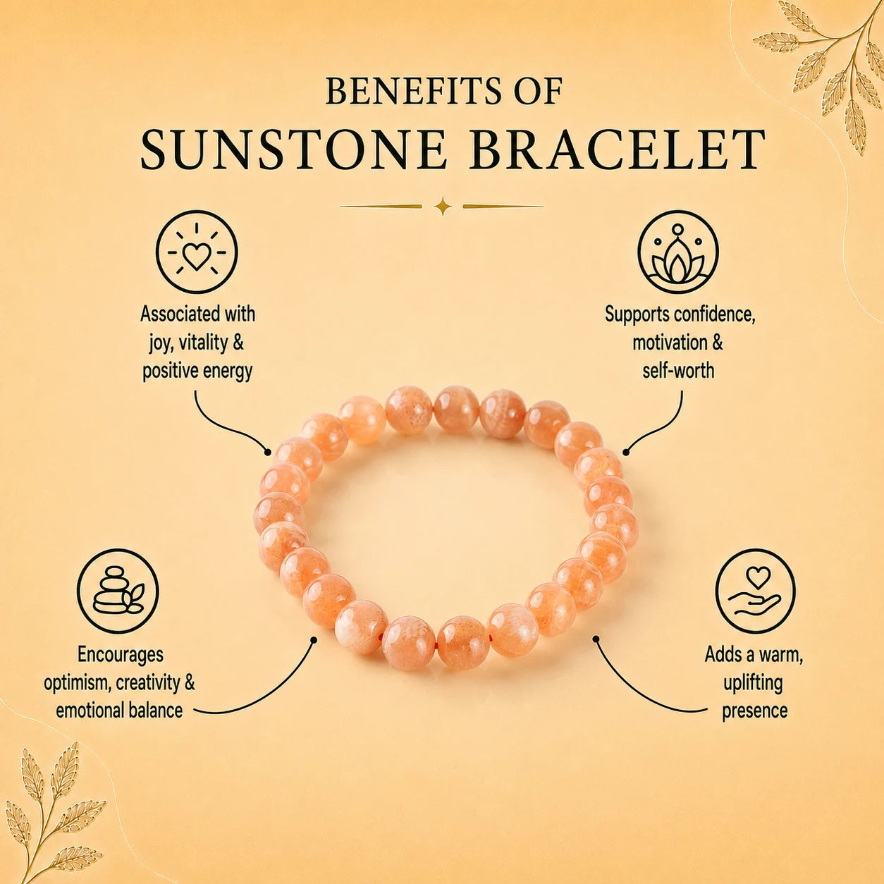 Natural Sunstone AAA Bracelet 8MM With Certificate