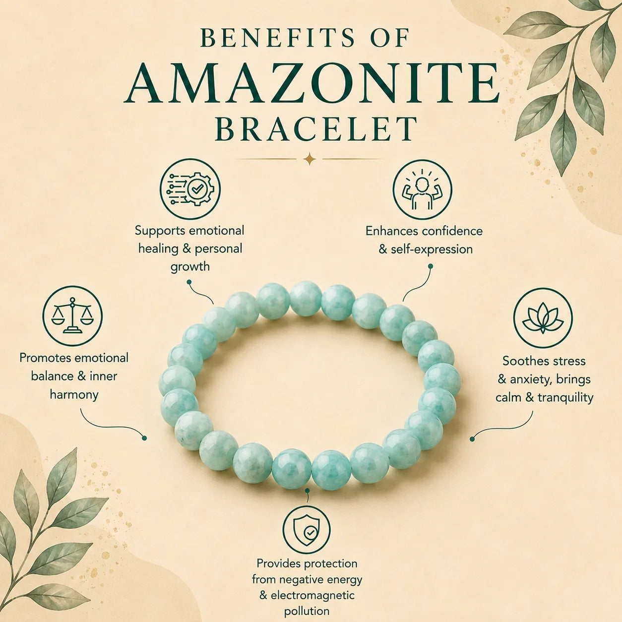 Natrual Amazonite AAA Bracelet 8MM With Certificate