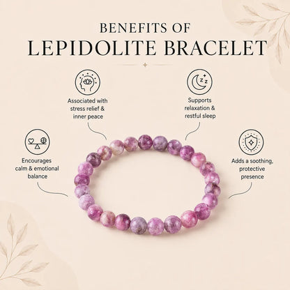 Natural Lepidolite AAA Bracelet 8MM with Certificate