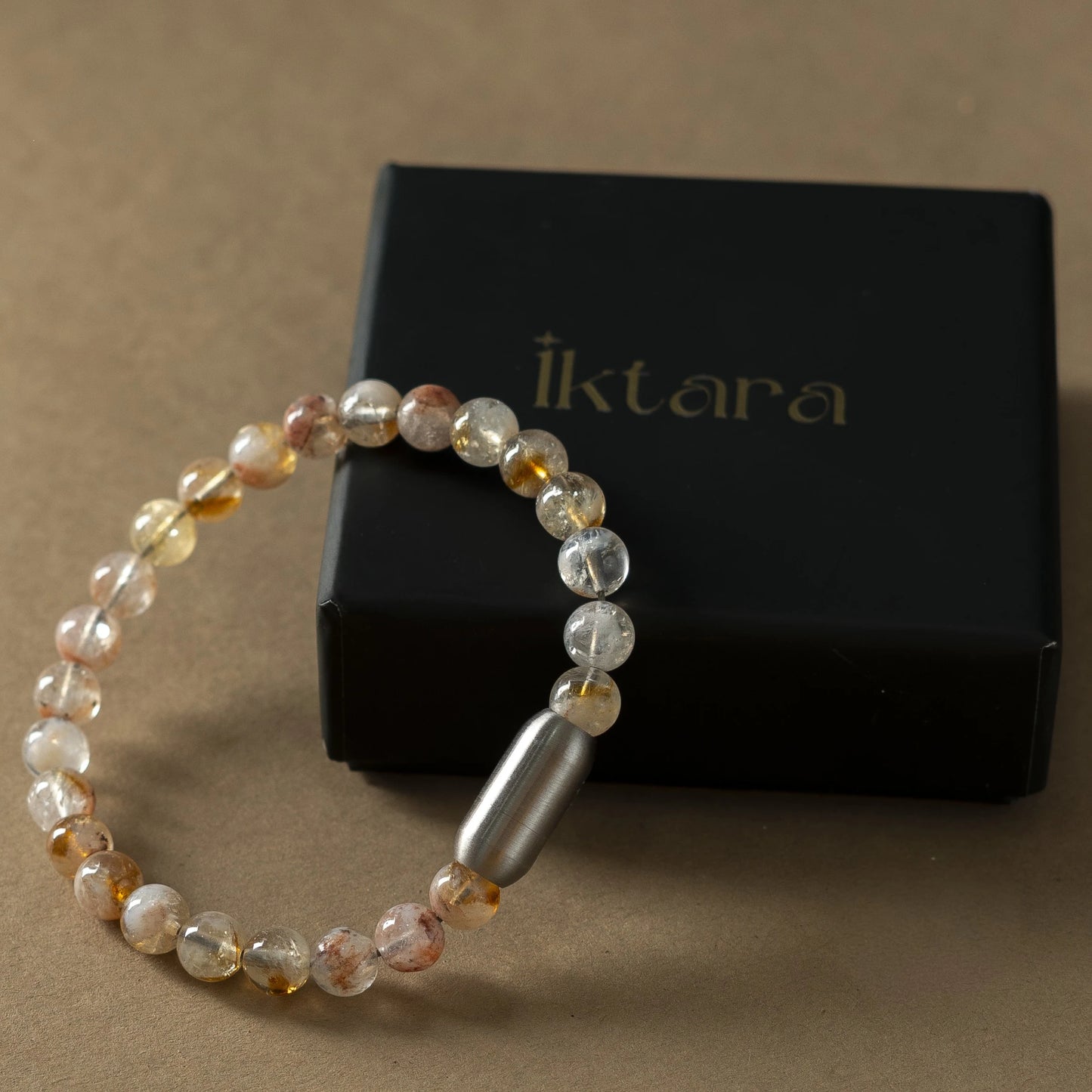 Citrine Round 8MM Bead Bracelet - Success & Abundance with Maglink